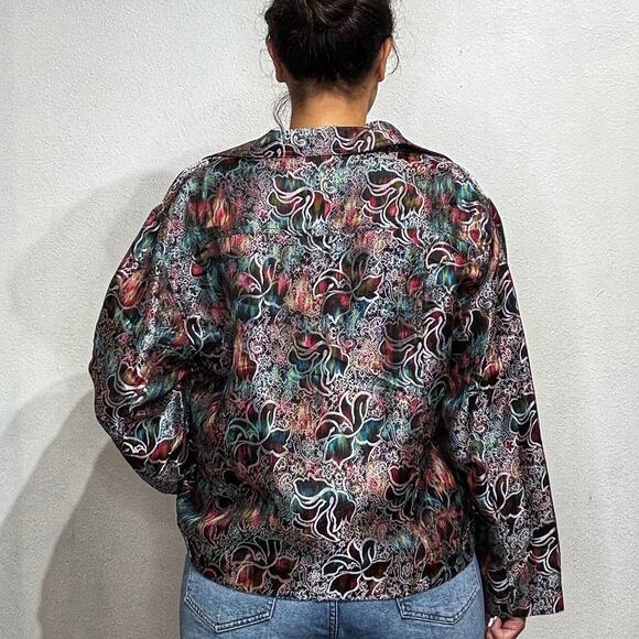 Chico's Metallic Floral Jacket Sz 3/XL - Picture 10 of 12